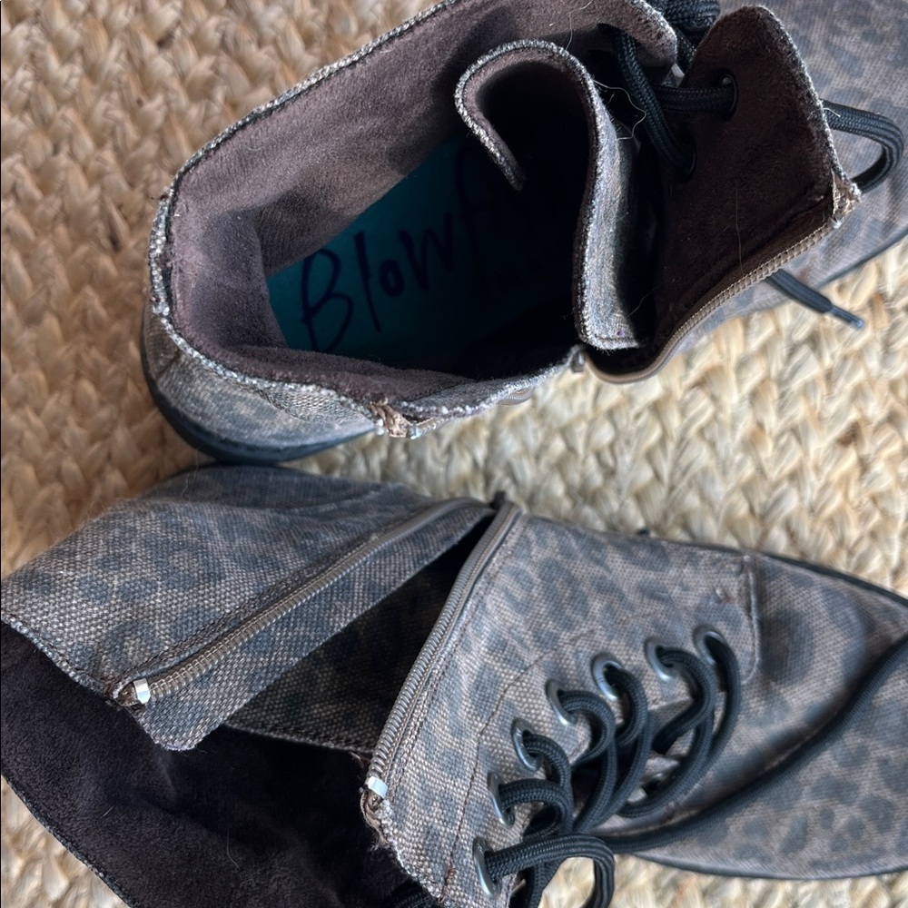 Blowfish Malibu Animal Print Zip Combat Boots - Picture 6 of 9